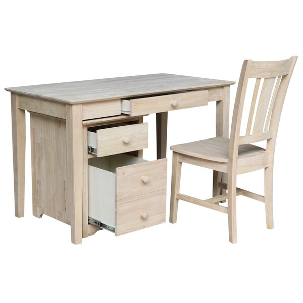International Concepts 2 drawer File Cabinet with Desk 26 in D X 26 H, 30 W X Hardwood, Unfinished K-OF-51-41 - main